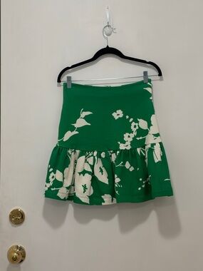 Selkie Green Floral Ruffle Hem Women’s Skirt